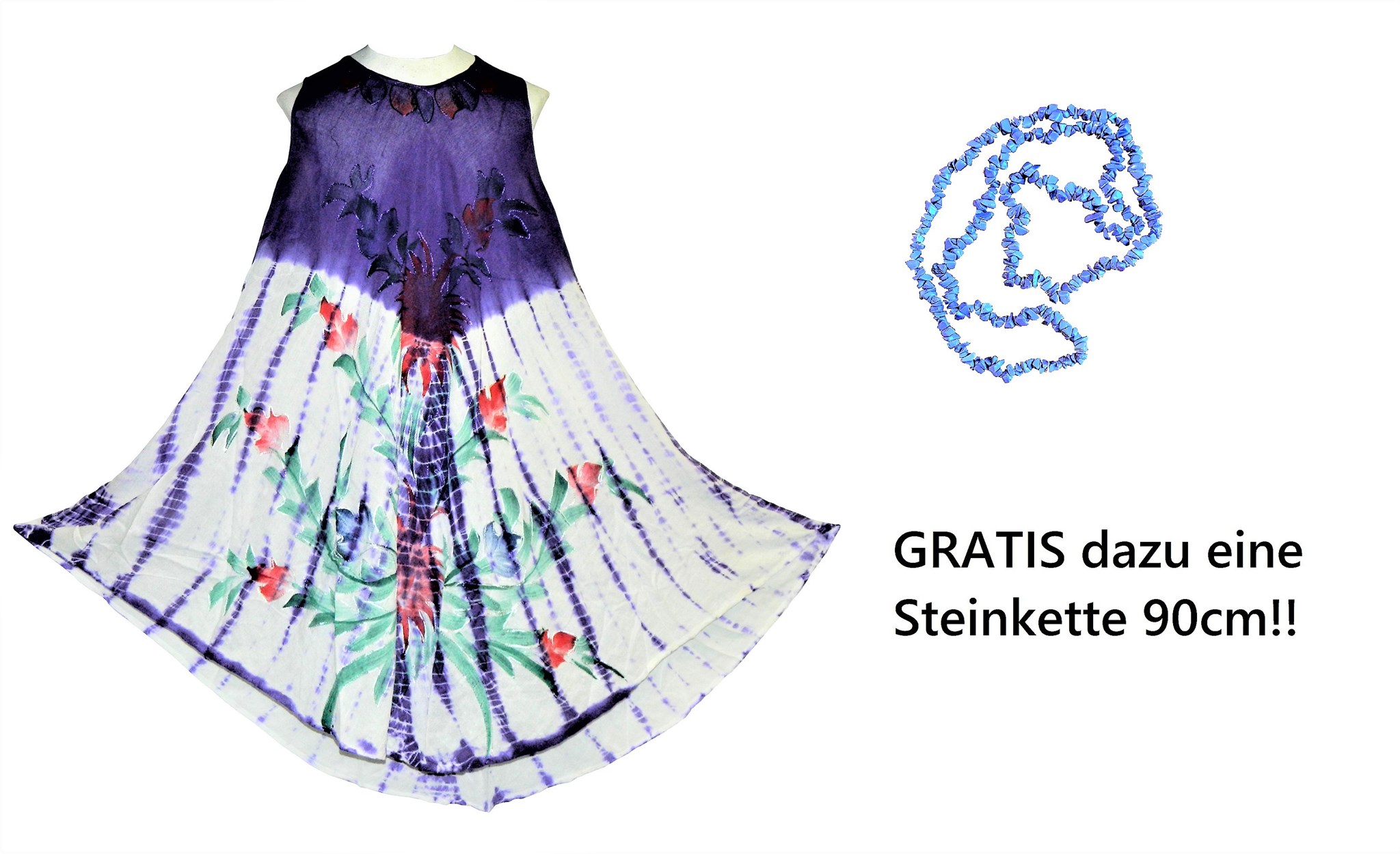 Bild von Sommerkleid violett weiß  Hauskleid Blumenmotiv