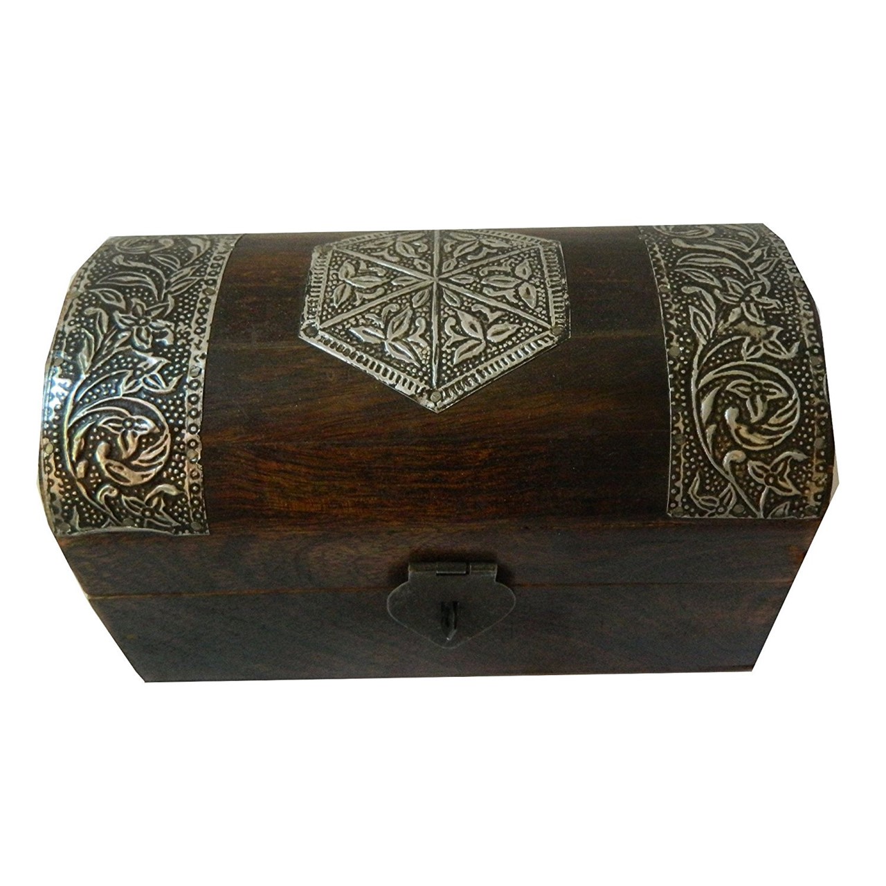 Cofre pirata baúl del tesoro 24x15,5x16cm marrón aspecto antiguo -  Indischer Basar - Online Shop für Waren direkt aus Indien